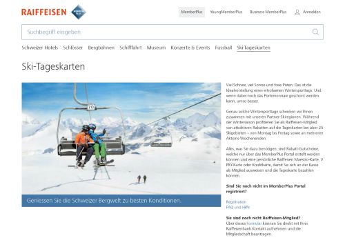 
                            5. Winter - Ski-Tageskarten mit 40 % Rabatt - MemberPlus - Raiffeisen ...