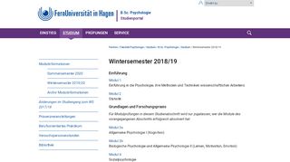 
                            9. Wintersemester 2018/19 | B.Sc. Psychologie - FernUni Hagen