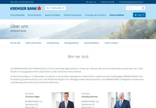 
                            9. Wir über uns | KREMSER BANK und Sparkassen AG