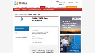 
                            11. WIRAC.NET d.o.o. Gračanica - Osnovni podaci o firmi - eKapija