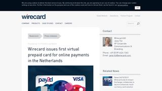 
                            6. Wirecard issues first virtual prepaid card for online payments in the ...