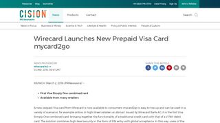 
                            9. Wirecard launches new prepaid Visa card mycard2go