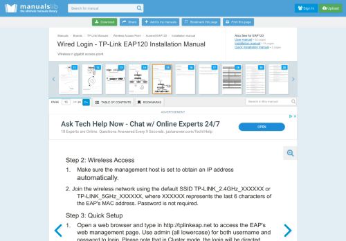 
                            5. Wired Login - Tp-link EAP120 Installation Manual [Page 15]
