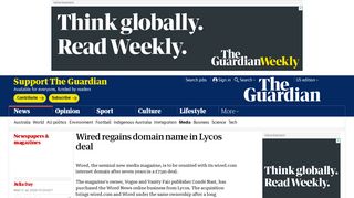 
                            12. Wired regains domain name in Lycos deal | Media | The Guardian