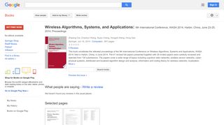 
                            13. Wireless Algorithms, Systems, and Applications: 9th International ...