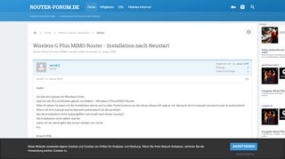 
                            8. Wireless G Plus MIMO Router - Installation nach Neustart - auf ...