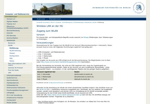 
                            3. Wireless LAN an der HU — Computer- und Medienservice