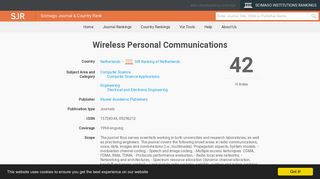 
                            7. Wireless Personal Communications - SCImago