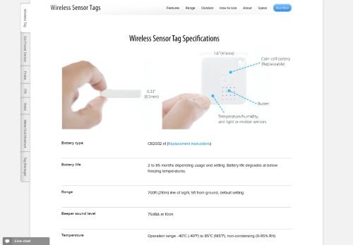 
                            5. Wireless Tag - Specifications