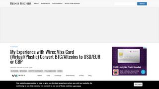 
                            13. Wirex Visa Card (Virtual/Plastic) Convert BTC/Altcoins to ...