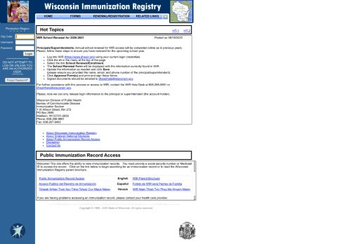 
                            2. Wisconsin Immunization Registry .. [Portal Main Page]