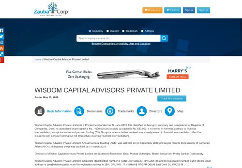 
                            13. WISDOM CAPITAL ADVISORS PRIVATE LIMITED - Company ...