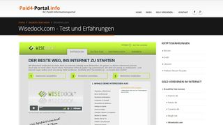 
                            3. Wisedock.com - Test und Erfahrungen - Paid4-Portal