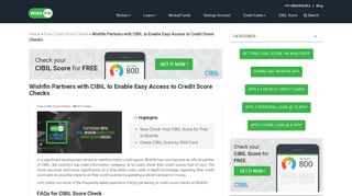
                            2. Wishfin Now an Offical Partner of CIBIL - Check Credit Score for Free