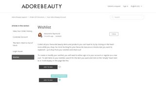 
                            10. Wishlist – Adore Beauty Support