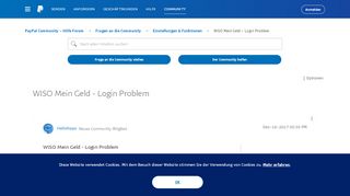 
                            9. WISO Mein Geld - Login Problem - PayPal Community