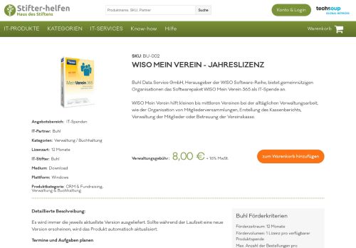 
                            9. WISO Mein Verein - Jahreslizenz | Stifter-helfen.de - IT für Non-Profits