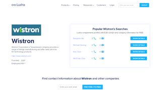 
                            6. Wistron - Email Address Format & Contact Phone Number - Lusha