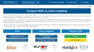 
                            11. Witei vs Vision Helpdesk 2019 Comparison | FinancesOnline
