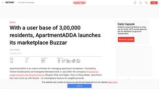 
                            6. With a user base of 3,00,000 residents, ApartmentADDA launches its ...