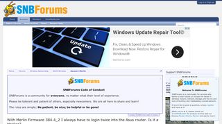 
                            9. With Merlin Firmware 384.4_2 I always have to login twice into the ...