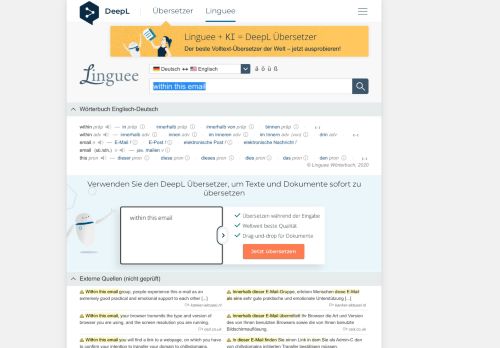 
                            10. within this email - Deutsch-Übersetzung – Linguee Wörterbuch