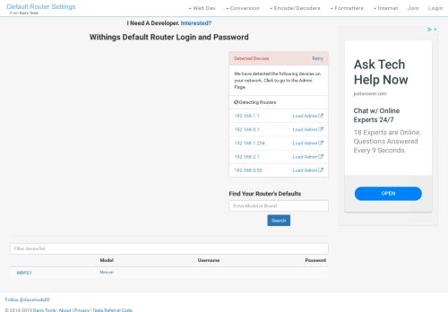 
                            10. Withings Default Router Login and Password - Clean CSS