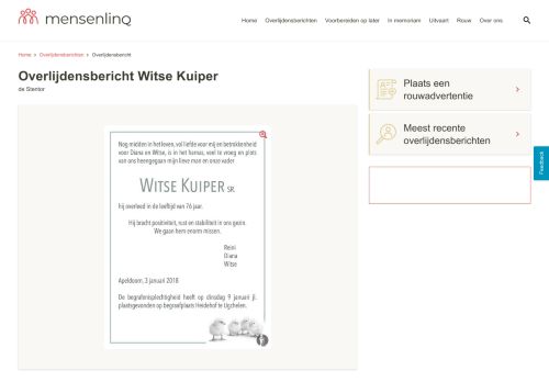 
                            12. Witse Kuiper 03-01-2018 overlijdensbericht en condoleances ...