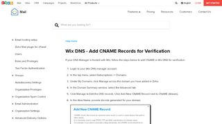 
                            13. Wix DNS - CNAME, MX for Zoho Mail