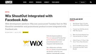 
                            13. Wix ShoutOut Integrated with Facebook Ads – Adweek