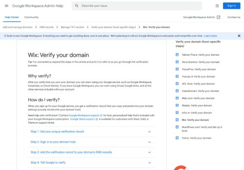
                            11. Wix: Verify your domain - G Suite Admin Help - Google Support