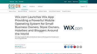 
                            11. Wix.com Launches Wix App Providing a Powerful Mobile Operating ...