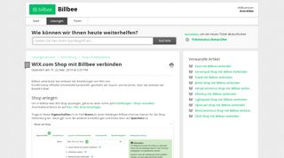 
                            6. WIX.com Shop mit Billbee verbinden : Billbee