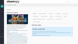 
                            10. Wizard of Legend - SteamSpy - All the data and stats about Steam ...