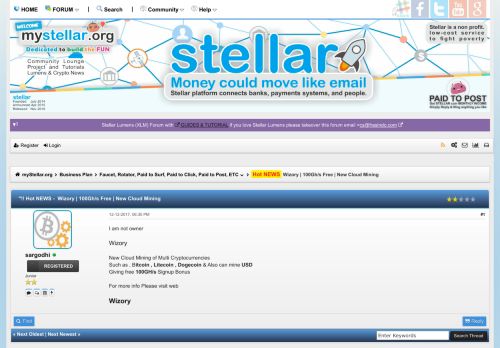 
                            4. Wizory | 100Gh/s Free | New Cloud Mining - myStellar.org