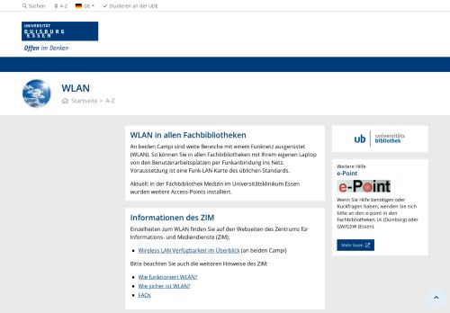 
                            1. WLAN - an der Universität Duisburg-Essen