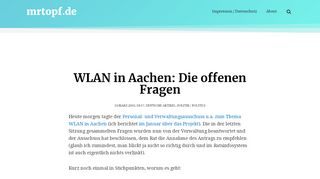 
                            10. WLAN in Aachen: Die offenen Fragen - mrtopf.de