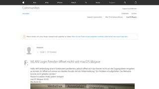
                            1. WLAN Login Fenster öffnet nicht seit macO… - Apple Community