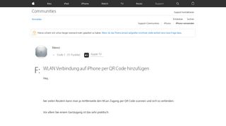 
                            11. WLAN Verbindung auf iPhone per QR Code hi… - Apple Community