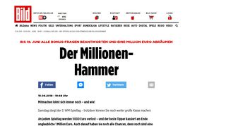 
                            1. WM-Tippspiel bei BILD: Hier können Sie eine Million gewinnen! - Bild.de