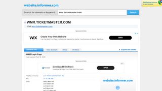 
                            6. wmr.ticketmaster.com at WI. WMR Login Page - Website Informer