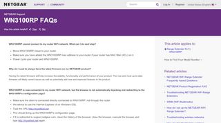 
                            1. WN3100RP FAQs | Answer | NETGEAR Support - Netgear KB