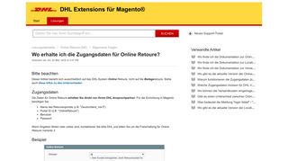 
                            10. Wo erhalte ich die Zugangsdaten für Online Retoure? : DHL ...