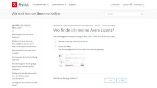 
                            3. Wo finde ich Informationen zu meiner Avira Lizenz?