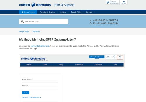 
                            8. Wo finde ich meine SFTP-Zugangsdaten? | united-domains Hilfe