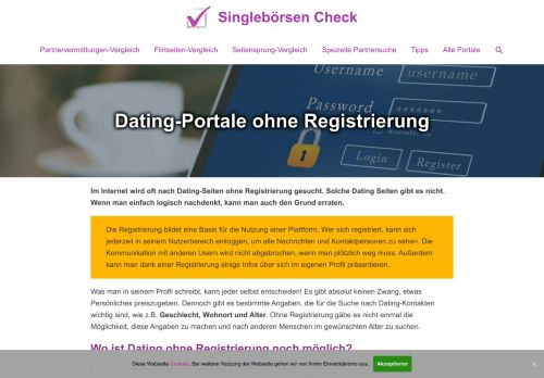 
                            1. Wo ist Dating ohne Registrierung möglich? - SingleboersenCheck.de