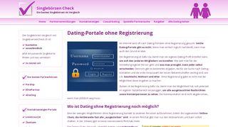 
                            10. Wo ist Dating ohne Registrierung möglich? - Singlebörsen-Vergleich