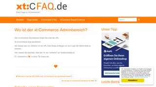 
                            10. Wo ist der xt:Commerce Adminbereich? › xtcFAQ.de