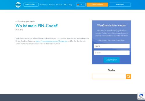 
                            8. Wo ist mein PIN-Code? | Weststein