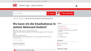 
                            10. Wo kann ich die Emailadresse in meiner Bahncard ändern? - Gelöst ...